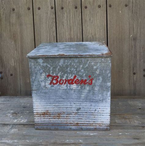 borden metal milk box|Bordens Milk Crate Metal for sale .